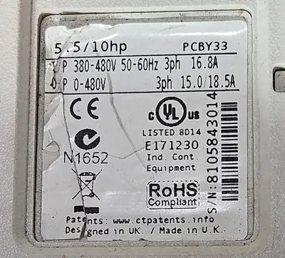 Control Tecniques M702-044-00150A AC Drive 5.5/10 Hp 380-480V (BIN551)