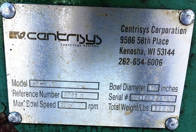 (2) Humboldt/Centrisys S 2-11 decanter centrifuges, 316 SS.