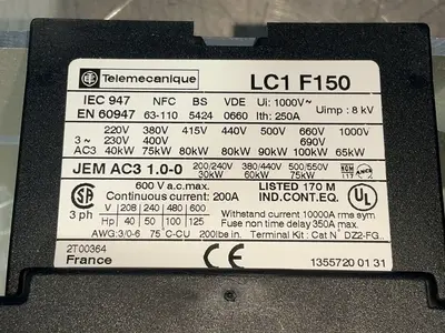 New | in-Stock TELEMECANIQUE LC1F150 Relays & Switches Ohio US | HGR 24 #1357406
