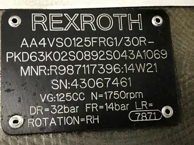 USED REXROTH AA4VS0125FRG130RPKD63K02S0892S043A1069