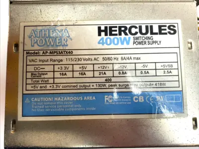 Used Athena Power Micro Switching Power Supply 400W AC/DC Power Supplies Michigan US | Maverick Industrial Sales #1393105