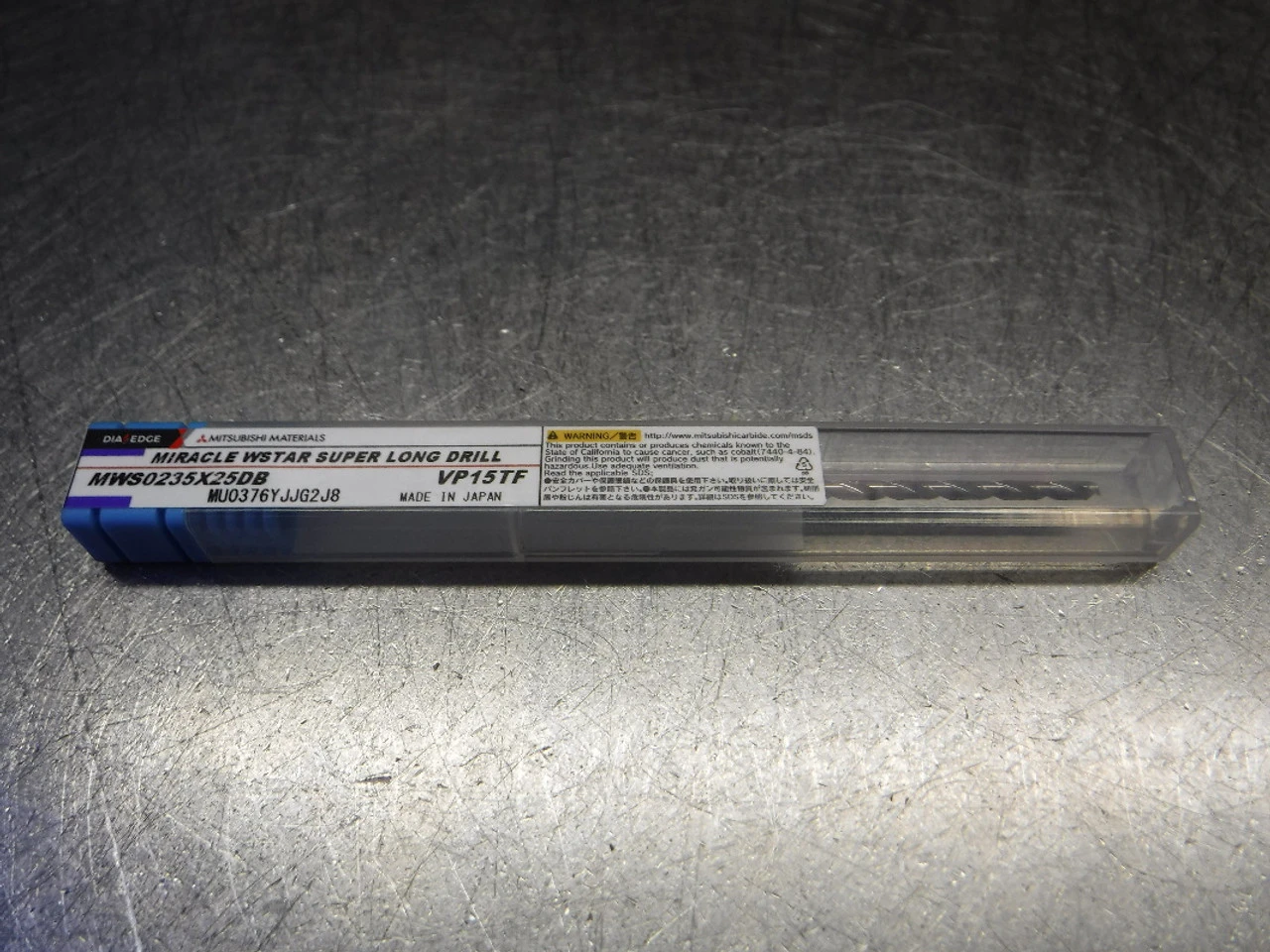 Mitsubishi 2.35mm 2 Flute Carbide Long Drill MWS0235X25DB VP15TF (LOC2860B)
