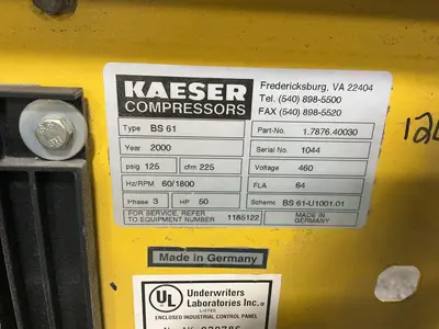 Used 2000 KAESER BS 61 Rotary Screw & Sliding Vane Air Compressors Ohio US | HGR 24 #1322846
