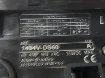 USED ALLEN BRADLEY 1494V-DS60 SER A