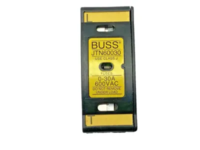 USED BUSSMANN FUSE BLOCK CLASS J 30A 600VAC W/ LOW-PEAK LPJ-15SP FUSE