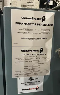 Used 2022 CLEAVER BROOKS SM/45/840/3G Pressurized Deaerators Colorado US | C3 SURPLUS LLC #1518824
