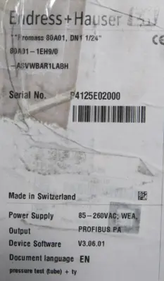 NEW ENDRESS HAUSER 80A01-1EH9/0 TRANSMITTER PROMASS 80 80A01-ASVWBAR1LABH