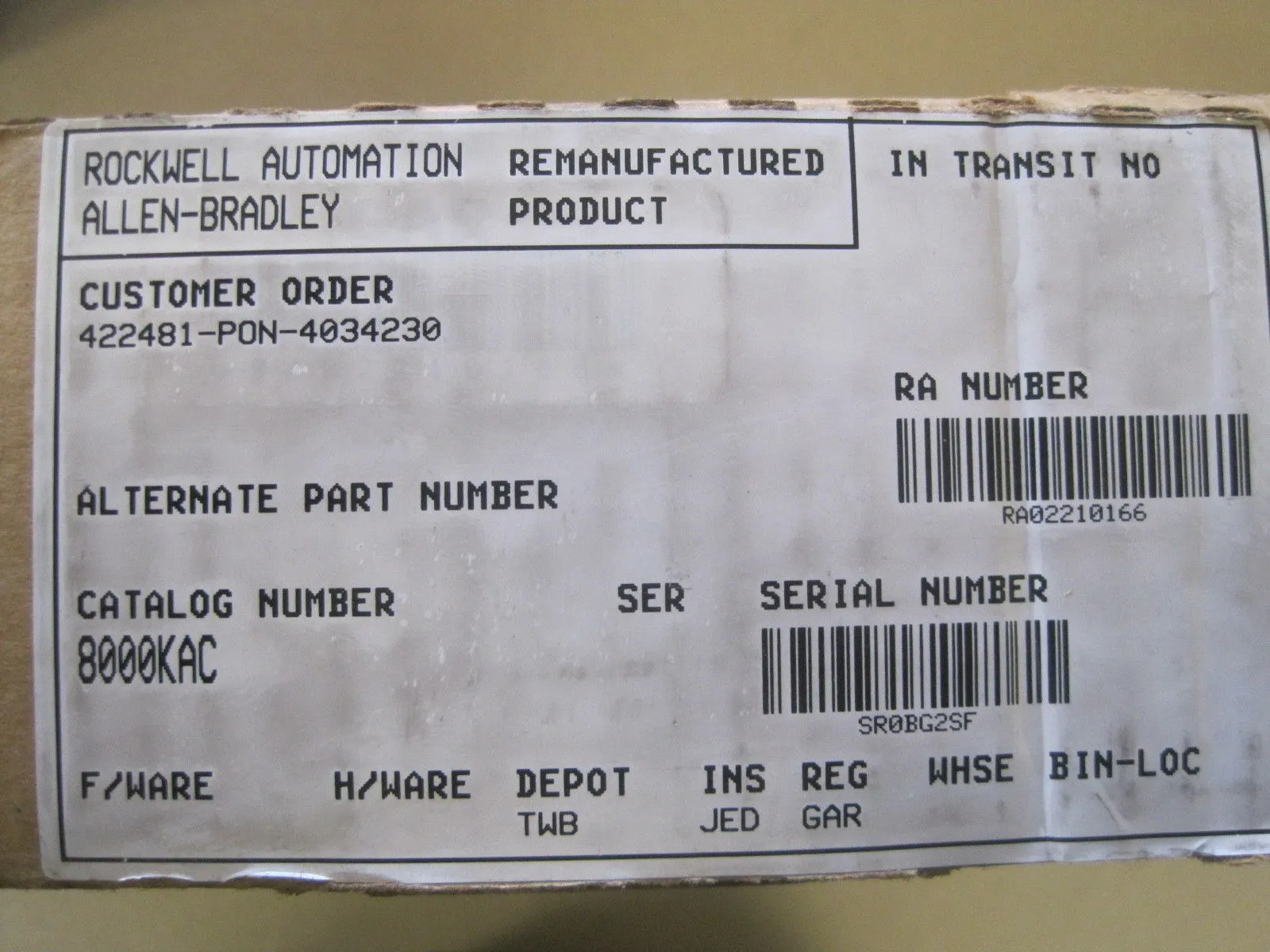 USED ALLEN BRADLEY 8000-KAC BOARD 8000KAC