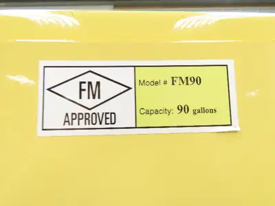 Jamco FM90 Safety Flammable Cabinet 60 Gallon Double Shelf Yellow Rusted Base