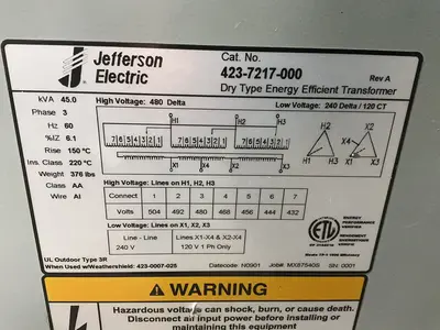 Used JEFFERSON ELECTRIC 4237217000 Distribution Transformers Ohio US | HGR 24 #1521398