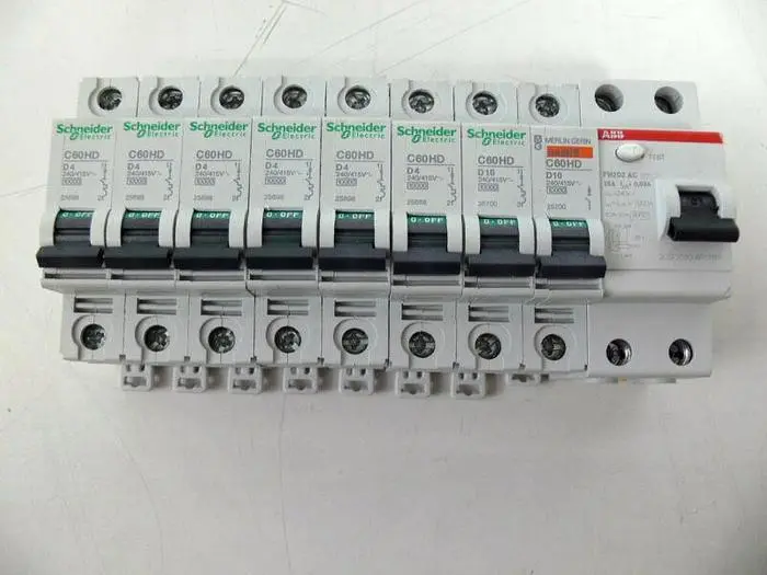 Used LOT OF 9 CIRCUIT BREAKERS, 7 SHNEIDER ELECTRIC, 1 MERLIN GERIN, & 1 ABB Circuit Breakers | Equipment Lab #485983