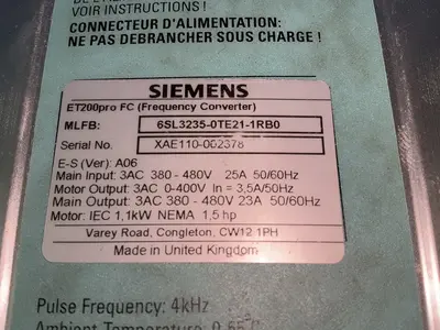 Used SIEMENS 6SL32350TE211RB0 Variable Speed Drives Ohio US | HGR 24 #1520804