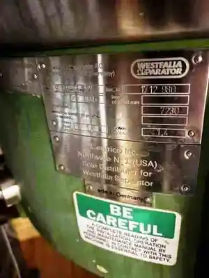 Westfalia SC 35-06-177 Hydrostop clarifier centrifuge, 316SS.