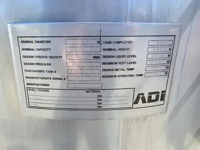 Used ADI Laval 1100 Gallon Tank, 304 Stainless Steel