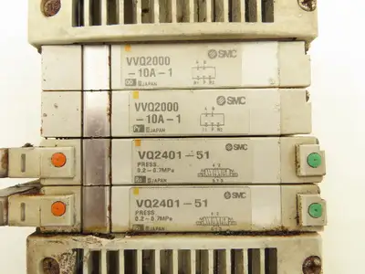 SMC VVQ2000-10A-1 VQ2401-51 Pneumatic Solenoid Valve 4-Station Manifold Block