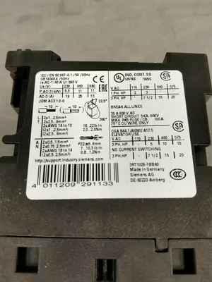 Siemens 3RT1026-1B Contactor 110/120VAC SIRIUS 4E-12