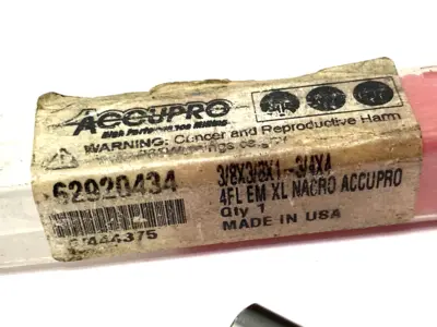 USED ACCUPRO SQUARE END MILL: 3/8" DIA, 1-3/4" LOC, 4 FLUTE, SOLID CARBIDE