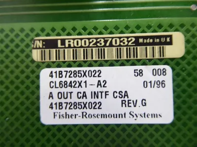 Fisher Rosemount CL6842X1-A2 Analog Output Interface 41B7285X022 Rev. G Used