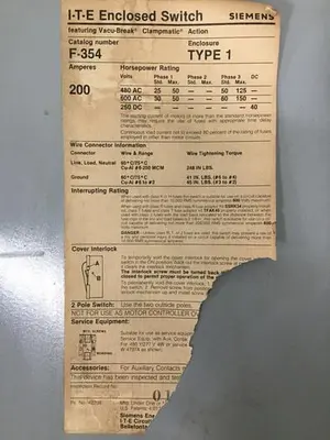 USED SIEMENS F-354