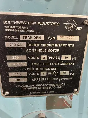 USED TRAK DPM BED MILLW AGE3 CONTROL TRAK DPM