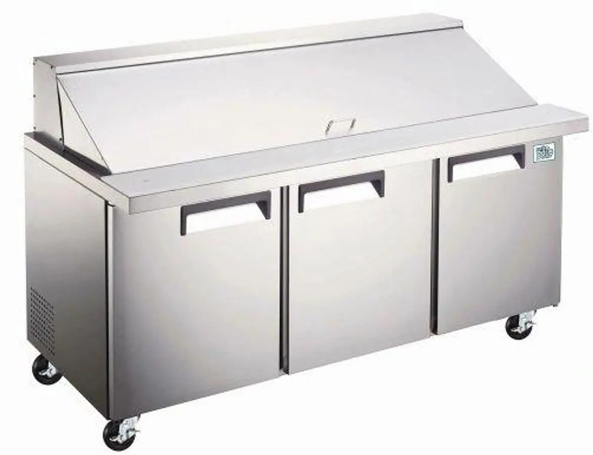 Elite Stainless Steel 3 Door Mega Top Sandwich Prep Table on Castors