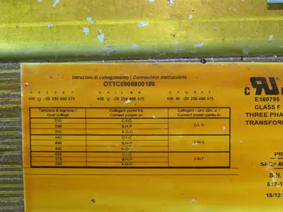 Talweber Electric Power Transformer 11kva Pri 230/460/575VAC 3Ph Sec 440VAC