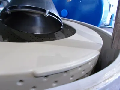 Ferrum DSZ-UR/T/HA 1250/630 perforate basket centrifuge, Eldon-coated.