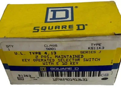 NEW SQUARE D 9001-KS11K3 SELECTOR SWITCH SER.J 9001KS11K3