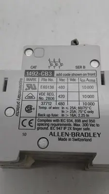 Used ALLEN-BRADLEY ALLEN-BRADLEY 15A G150 1492-CB3 SUPPLEMENTARY PROTECTOR Circuit Breakers | ND Industrial Surplus #1211967