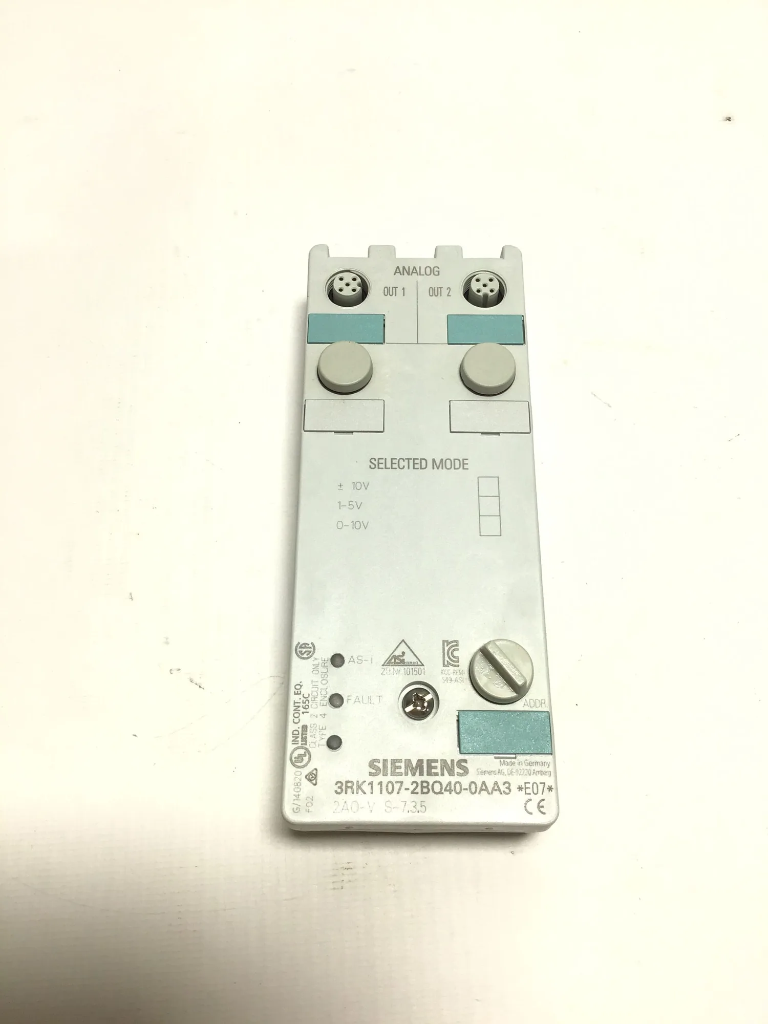 Siemens 3RK1107-2BQ40-0AA3 ASI Analog Output Module