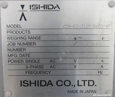 Used ISHIDA CCW-RZ-212 Scales Illinois US | Aaron Equipment #787361