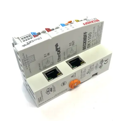 USED BECKHOFF ETHERCAT COUPLER TERMINAL MODULE, 2X RJ45 SOCKET CONNECTIONS