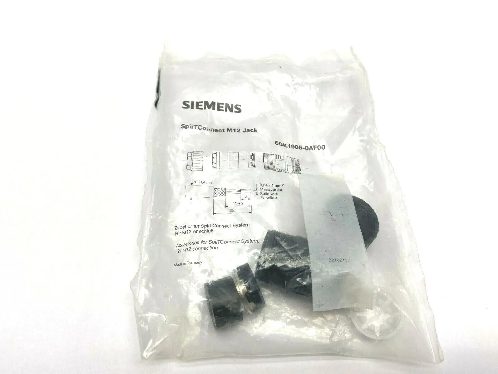 NEW SIEMENS SPLITCONNECT M12 JACK CONNECTOR