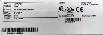 USED BALDOR ACB530-U1-015A-4 DRIVE ACB530U1015A4
