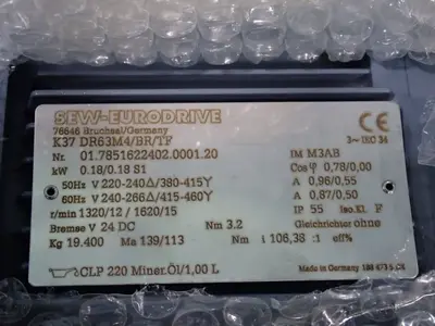 USED SEWEURODRIVE K37DR6M4/BR/TF