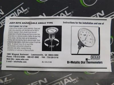 WIKA 0-200°F Bi-Metallic Dial Thermometer 15" Stem