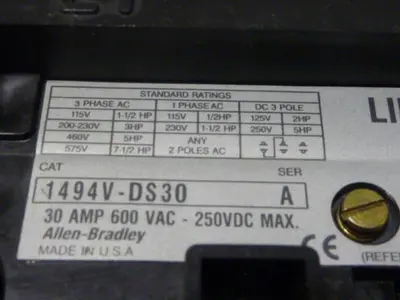 USED ALLEN BRADLEY 1494V-DS30 SER A