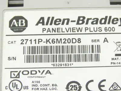 Allen Bradley 2711P-K6M20D8 HMI PanelView Plus 600 Screen Push Button Series A