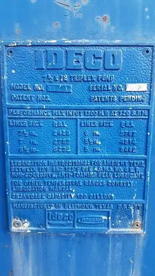 USED IDECO T-1300 TRIPLEX MUD PUMP