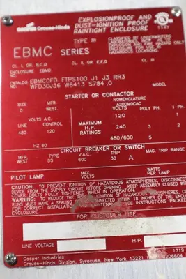 EBMC0FB FTPS100 J1 J3 RR3 WFD30J36 W6413 S784 .0 COMBO MOTOR CNTRL STOCK W-77