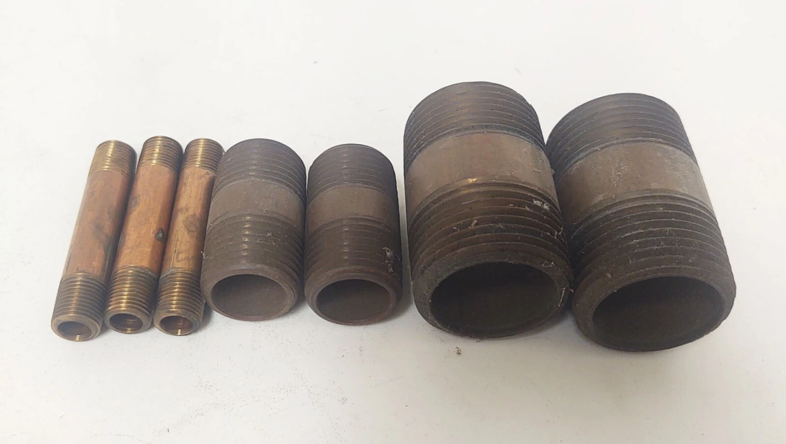 🔥(LOT) Brass NPT Pipe Nipples, 1/8" x 2", 1/2" x 1-1/5", 1" x 2"