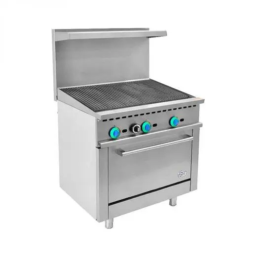 36" char broiler with oven below
