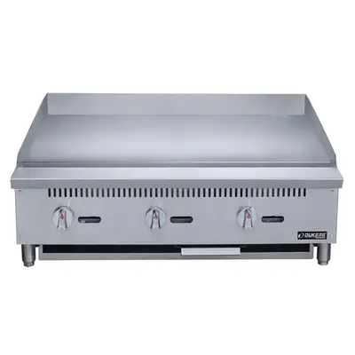 New | in-Stock Dukers New Dukers DCGM36 36 in. W Flat Top Griddle with 3 Burners Commercial Flat Top Griddles Illinois US | Falcon Restaurant Supply #1376249