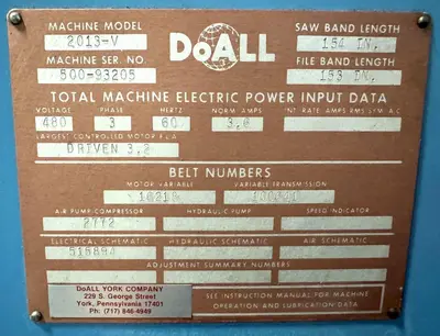 Used 1993 DOALL 2013-V Vertical Band Saws Ohio US | CW WOOD MACHINERY #1336294