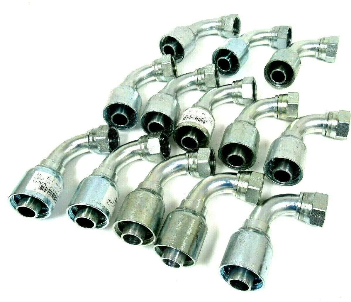 NEW LOT OF 13 PARKER P43-16-R1-R2-R3-R4-R9ZD7K HYDRAULIC CRIMP FITTING 90 DEG