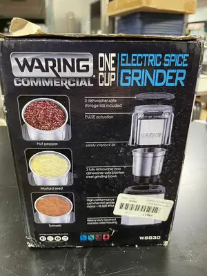 New | in-Stock Waring Used Waring WSG30 1.5 Cup Stainless Commercial Spice Grinder - 120V - TH2 Grinders / Shredders - Food Illinois US | Falcon Restaurant Supply #1374949