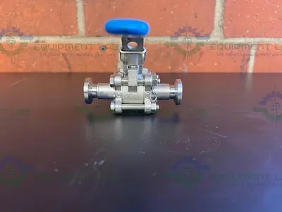 USED HINLINE STAINLESS STEEL BALL VALVE  W/ 3/4" SANITARY FITTING