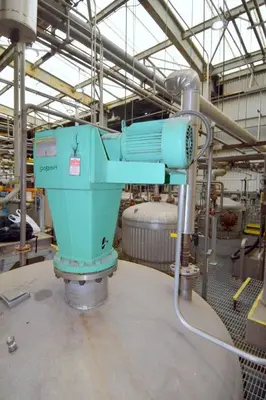 Mason Steel Tank, Approximately 2,500 Gallons, Stainless Steel, Vertical.