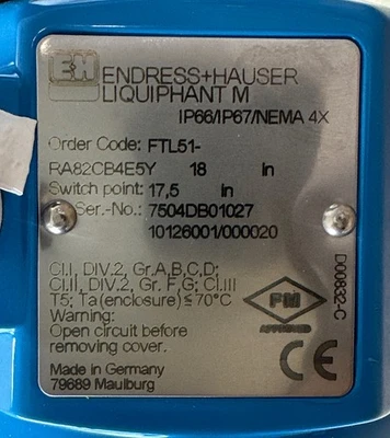 NEW Endress + Hauser FLT51-RA82CB4E5Y