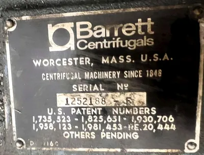 Barrett Centech 1000 system with 125 Clarifuge, SS.